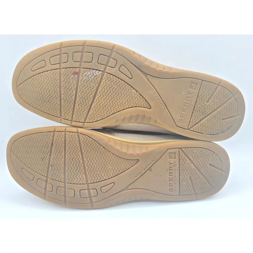 Sperry Top-Sider Angfish Tan Leather Shimmer Boat Shoes Womens 8 M 9353665